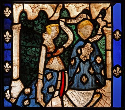 Vetrata w9 raffigurante i donatori, dalla Chiesa di Betton, Bretagna da French School