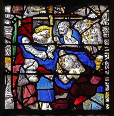 Finestra w9 raffigurante la Morte della Vergine Maria da French School