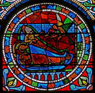 Finestra wXVII raffigurante i Magi avvertiti in sogno da French School
