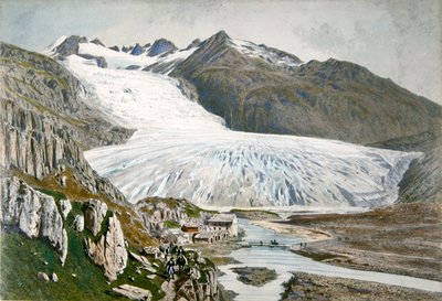 Paesaggio invernale e viaggiatori nei Pirenei, c.1850 da French School