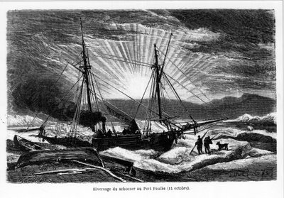 Svernamento della nave "Schooner" a Port Foulke - in "Il mare libero del polo, viaggio di scoperta nei mari artici" da French School