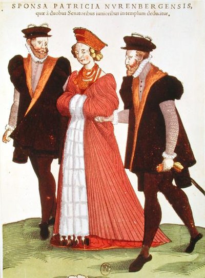 Donna di Norimberga scortata al Tempio da due senatori, 1572 da French School