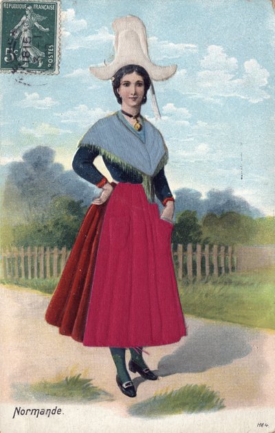 Donna in costume tradizionale della Normandia c. 1910 da French School