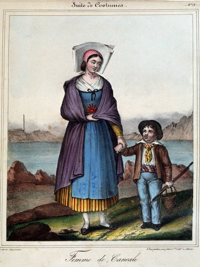 Donna di Cancale e suo figlio, circa 1845 da French School