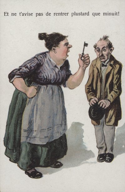 Donna che rimprovera il marito da French School