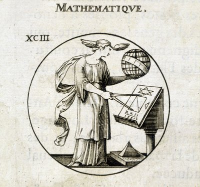 Donna con compasso e globo, personificazione della matematica da French School