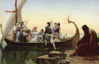 Donne in una nave vichinga da French School