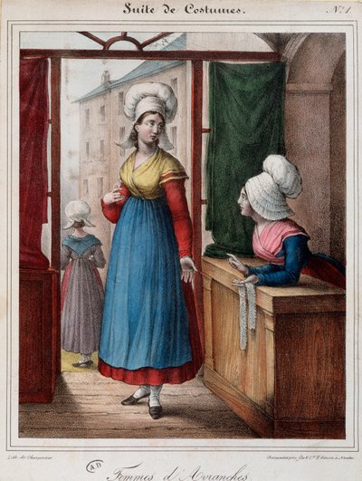 Donne di Avranches (Manche) - litografia da French School
