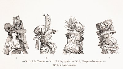 Stili di cappelli femminili del XVIII secolo, 1875 da French School