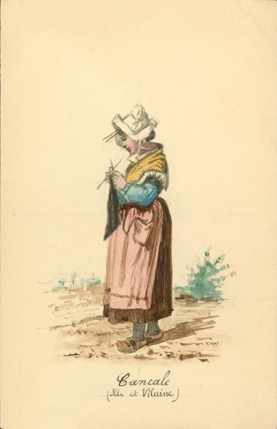 Costume femminile di Cancale, Ille-et-Vilaine da French School