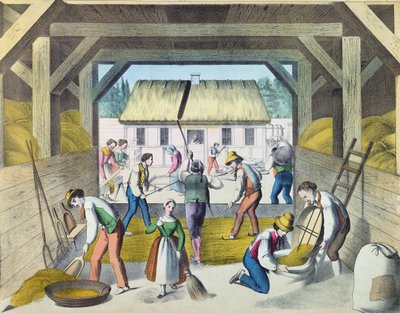 Lavoro nel cortile della fattoria, probabilmente nella Francia orientale, 2a metà del XIX secolo da French School