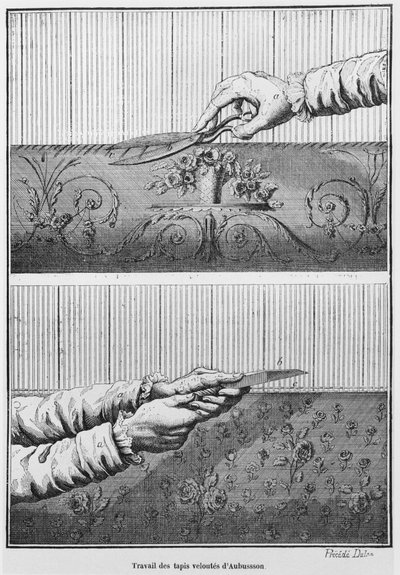 Lavorazione di arazzi di velluto di Aubusson da French School
