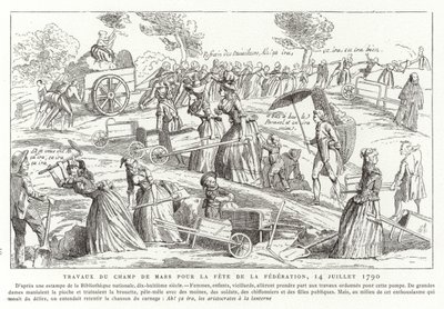 Lavori sul Campo di Marte in preparazione per la Festa della Federazione, Parigi, Rivoluzione Francese, 14 luglio 1790 da French School