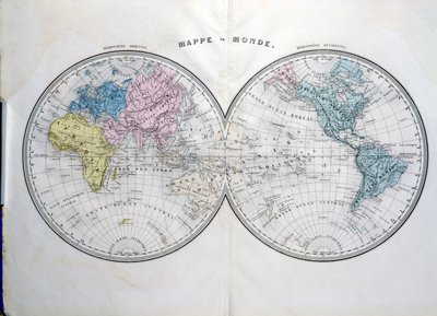 Mappa del mondo, illustrazione da Atlas Geographique Moderne di Prosper-Auguste Poulain de Bossay, c.1850 da French School