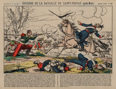 Dragone francese ferito che spara a un lanciere prussiano alla Battaglia di Saint-Privat, Guerra Franco-Prussiana da French School