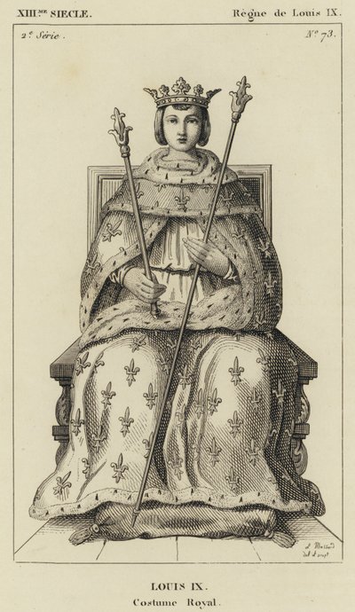 XIII Secolo, Regno di Luigi IX, Luigi IX, Costume Reale (incisione) da French School