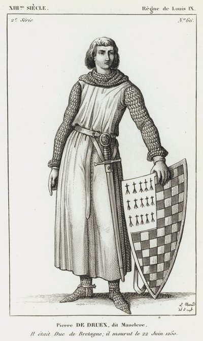 XIII Secolo, Regno di Luigi IX, Pietro di Dreux, detto Mauclerc, Era Duca di Bretagna; morì il 22 giugno 1250 da French School