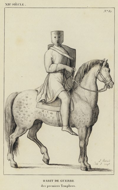 XII secolo, abito da guerra, dei primi templari (incisione) da French School
