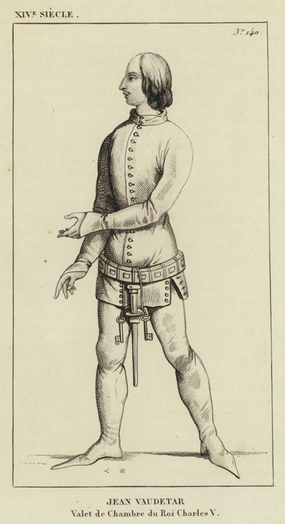 XIV secolo, Jean Vaudetar, valletto di camera del re Carlo V (incisione) da French School