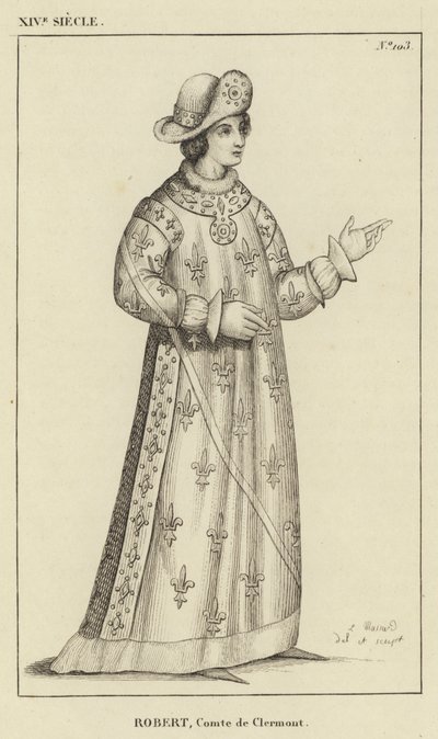 XIV secolo, Roberto, conte di Clermont (incisione) da French School