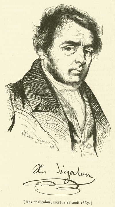 Xavier Sigalon, morto il 18 agosto 1837 (incisione) da French School