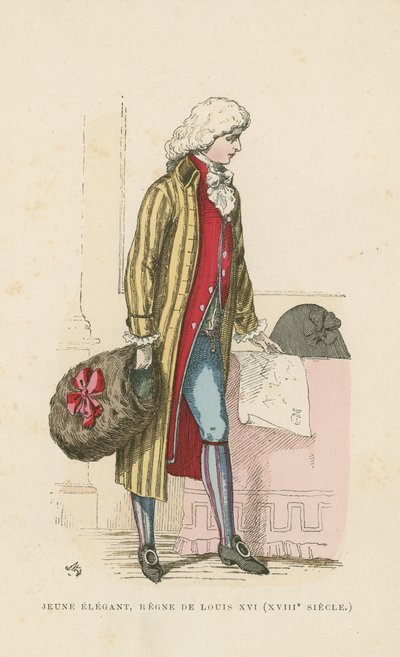 Giovane dandy francese del regno di Luigi XVI, XVIII secolo da French School
