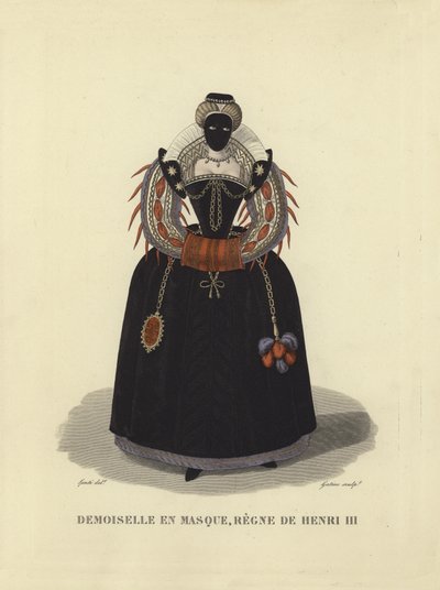 Giovane dama con maschera, regno di Enrico III di Francia da French School