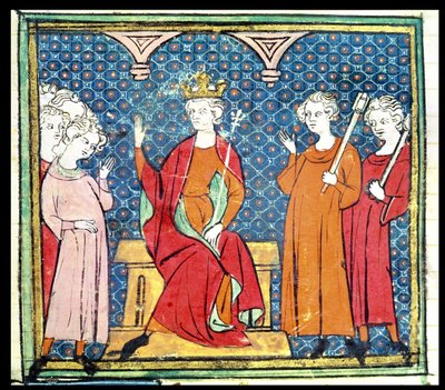 Childerico II (c.653-73), Re Merovingio di Austrasia, dalle Grandes Chroniques de France, 1375-79 da French School