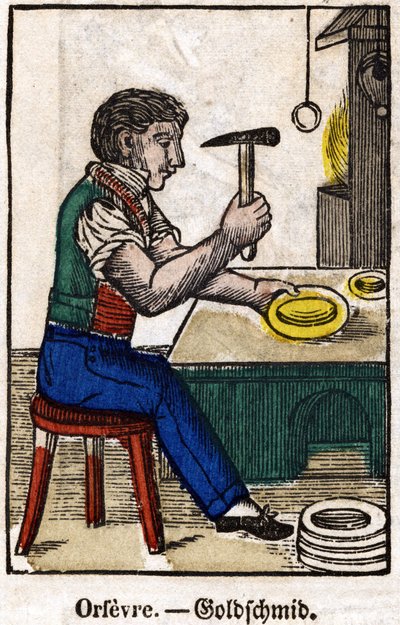 Oro; Serie sui mestieri, immagine di Epinal del XIX secolo da French School