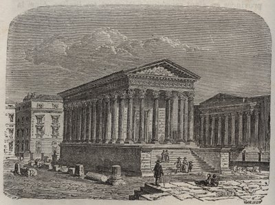 Maison Carrée di Nîmes - Francia, Linguadoca-Rossiglione, Gard - incisione in "Histoire de France" di Victor Duruy (1811-1894) - 1882 da French School
