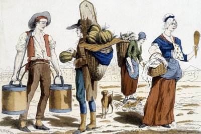 Illustrazione dei costumi parigini nel XVIII secolo: portatore d