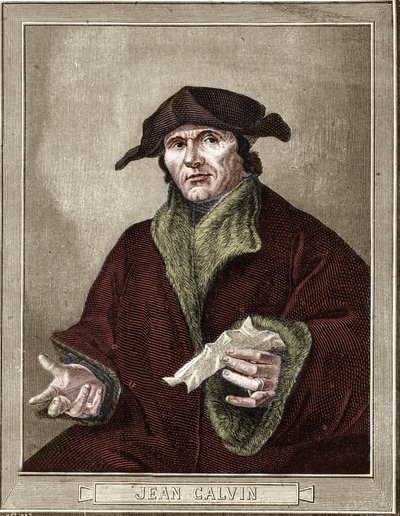 Ritratto di Jean Calvin (1509-1564), riformatore religioso e scrittore francese da French School