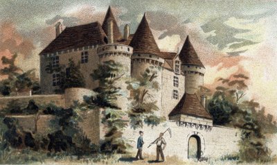vista del castello di Fenelon in Dordogna da French School