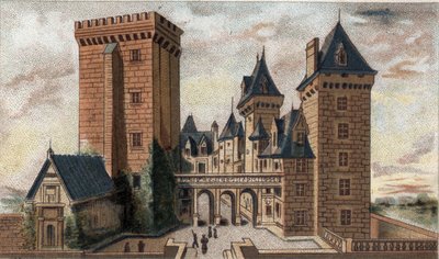 Veduta del castello di Pau (Bassi Pirenei) da French School