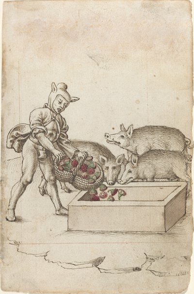 Un folle che dà fiori ai maiali da French early 16th Century