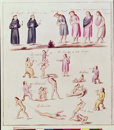 Indiani nativi sulla strada della conversione da parte dei frati spagnoli da Friar Pablo (after) Beaumont