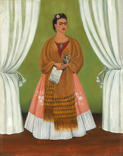 Frida Kahlo tra due tende/Autoritratto dedicato a Leon Trotsky da Frida Kahlo