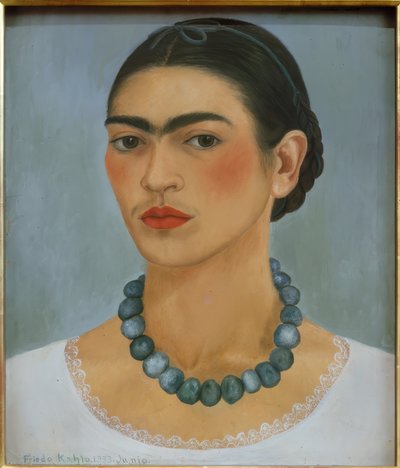 Autoritratto con collana da Frida Kahlo