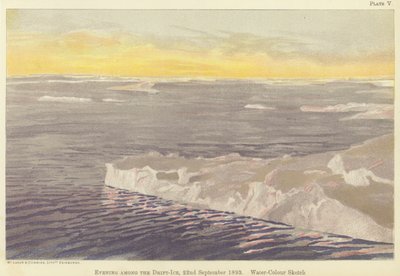 Sera tra i ghiacci alla deriva, 22 settembre 1893, schizzo ad acquerello da Fridtjof Nansen
