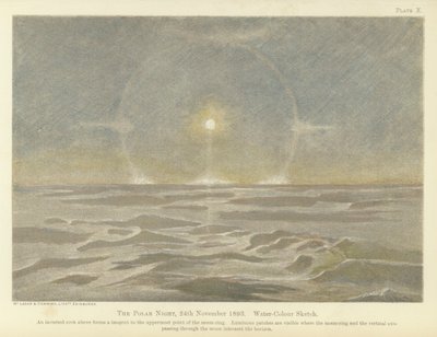La notte polare, 24 novembre 1893, schizzo ad acquerello da Fridtjof Nansen