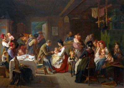 Vaccinazione contro il vaiolo in campagna da Friedrich Adolph Hornemann