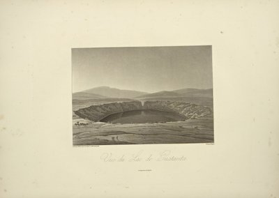 Veduta del Lago di Guatavita, disegnata da Thibaut, incisa da Bouquet, illustrazione da 
