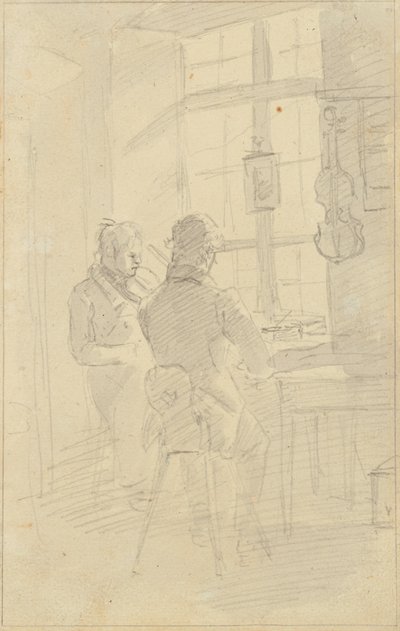Due uomini che suonano il violino da Friedrich August Mathias Gauermann