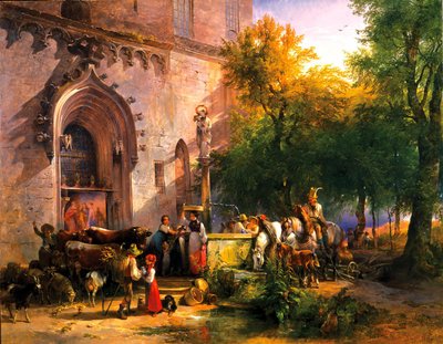 Alla fontana del monastero, 1836 da Friedrich August Matthias Gauermann