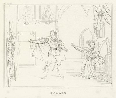Amleto, Atto III, Scena 4 (incisione) da Friedrich August Moritz Retzsch
