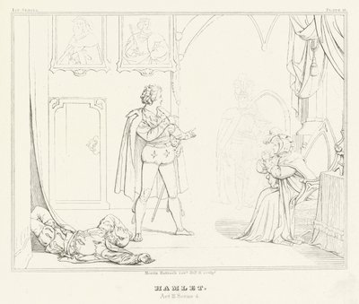 Amleto, Atto III, Scena 4 (incisione) da Friedrich August Moritz Retzsch