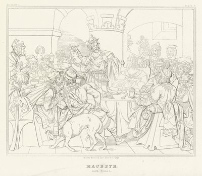Macbeth, Atto III, Scena 4 (incisione) da Friedrich August Moritz Retzsch