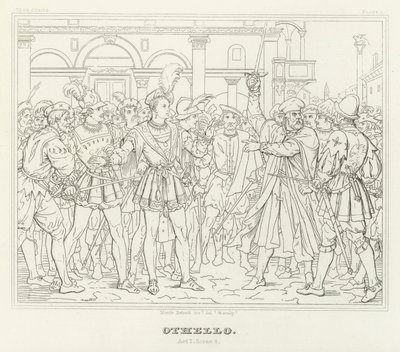 Otello, Atto I, Scena 2 (incisione) da Friedrich August Moritz Retzsch