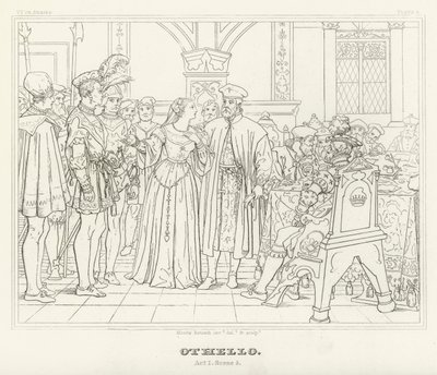 Otello, Atto I, Scena 3 (incisione) da Friedrich August Moritz Retzsch