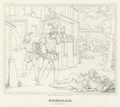 Otello, Atto V, Scena 1 (incisione) da Friedrich August Moritz Retzsch